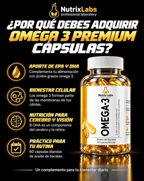 Omega 3 Premium Cápsulas | Nutrix Labs 60 cápsulas blandas