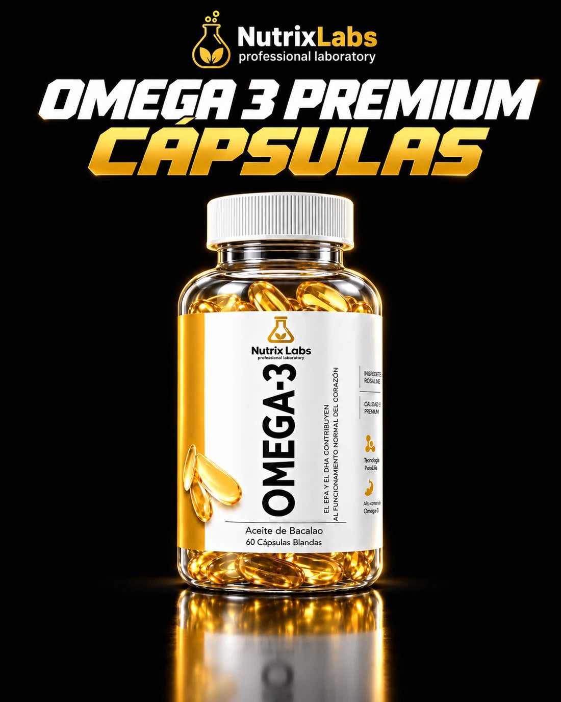 Omega 3 Premium Cápsulas | Nutrix Labs 60 cápsulas blandas