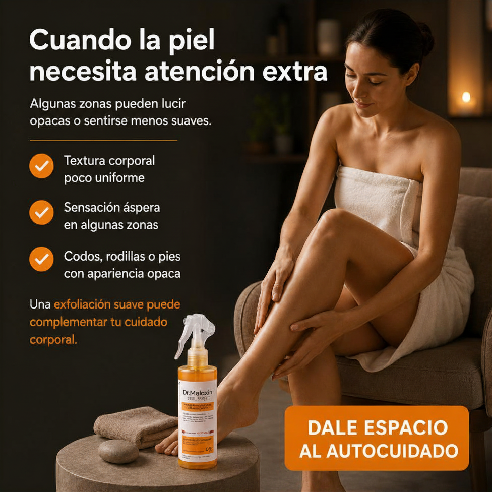 Dr. Melaxin Spray Exfoliante para Codos, Rodillas y Axilas 200ml - Renueva tu Piel