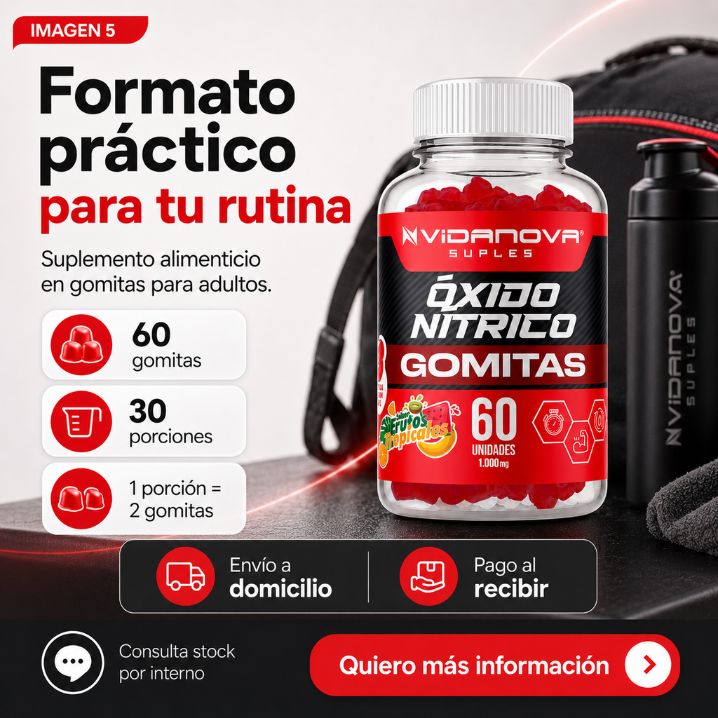 Óxido Nítrico 60 Gomitas 1000mg | OFERTA ESPECIAL