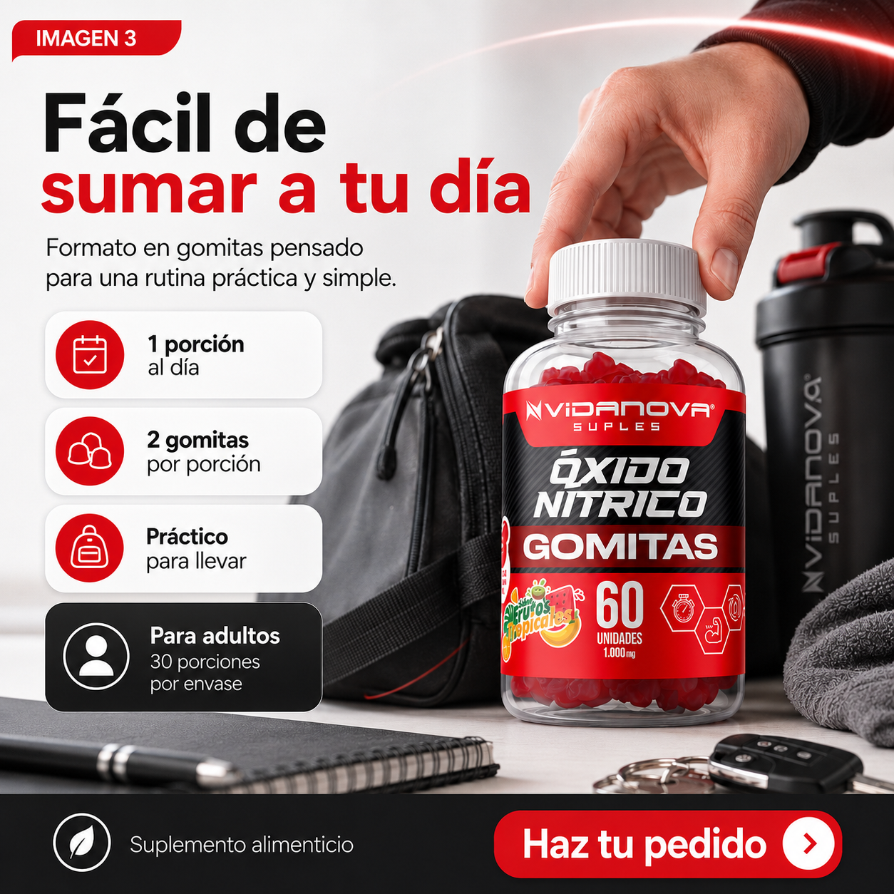 Óxido Nítrico 60 Gomitas 1000mg | OFERTA ESPECIAL