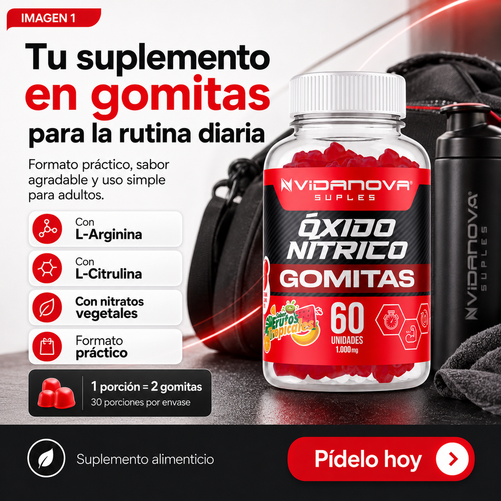 Óxido Nítrico 60 Gomitas 1000mg | OFERTA ESPECIAL