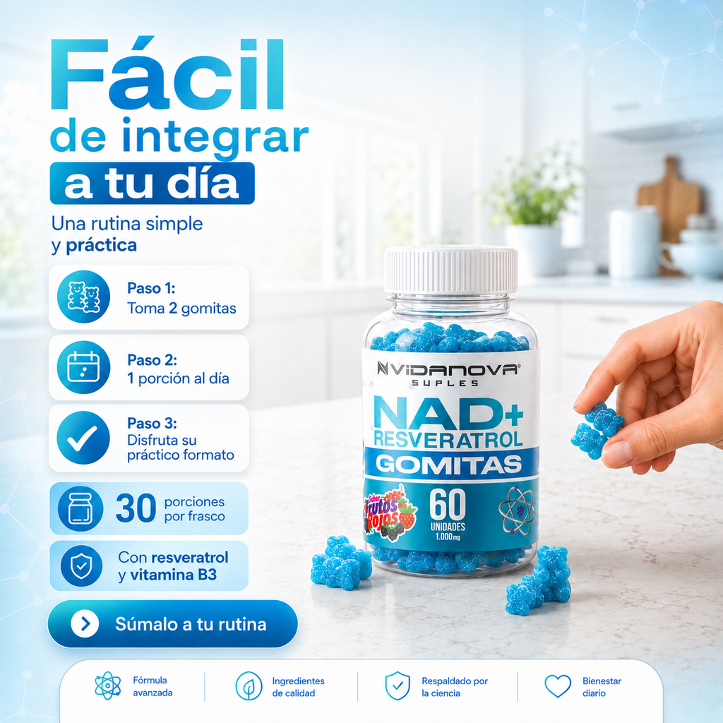 NAD+Resveratrol 60 Gomitas 1000mg | OFERTA ESPECIAL