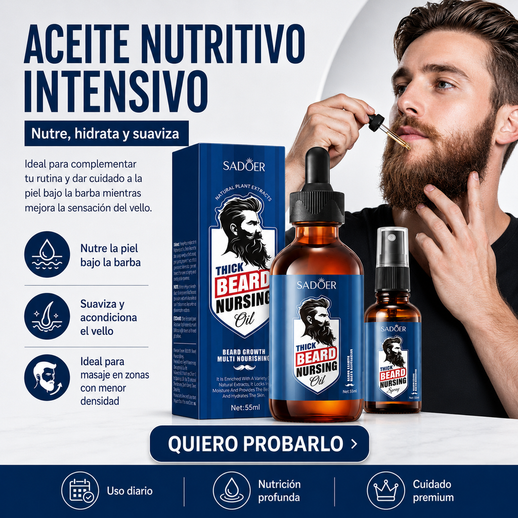 Pack Barba Pro 2 en 1 – Spray + Aceite SADOER