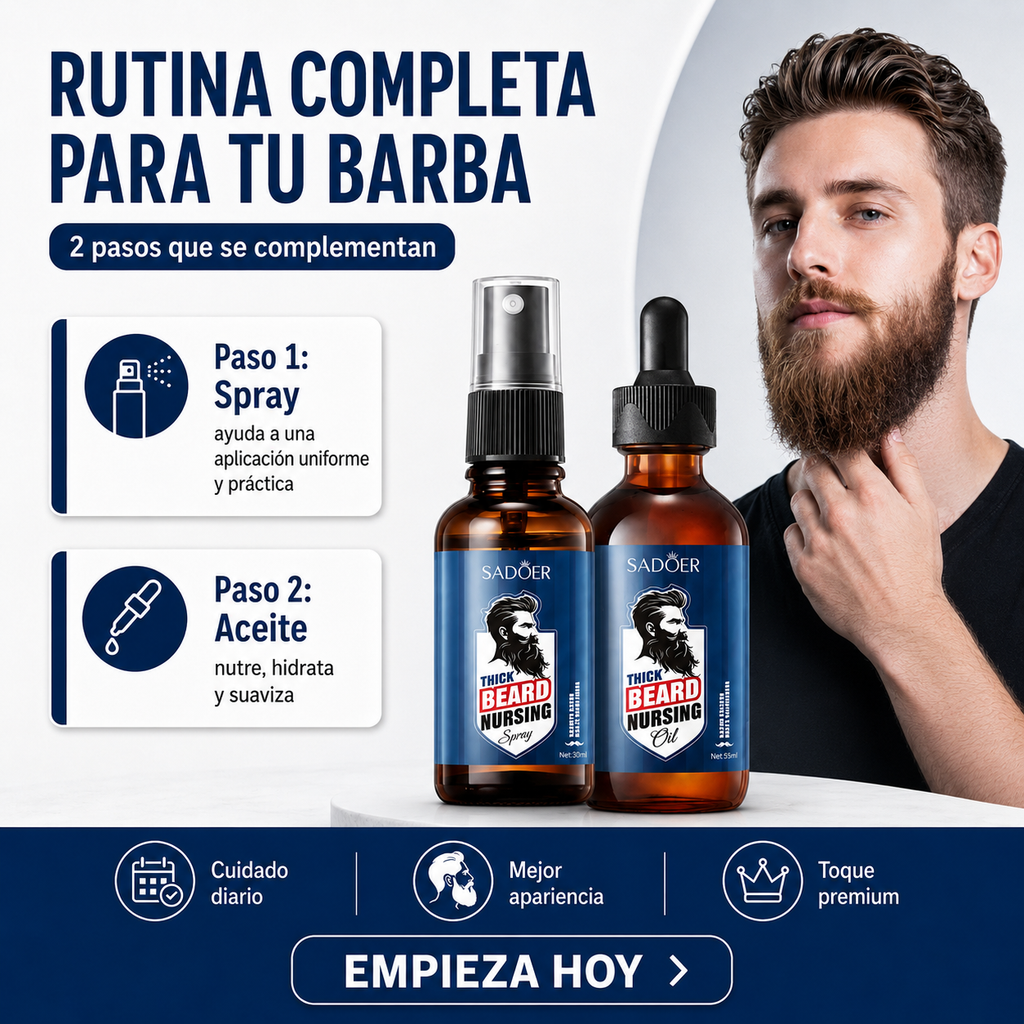 Pack Barba Pro 2 en 1 – Spray + Aceite SADOER