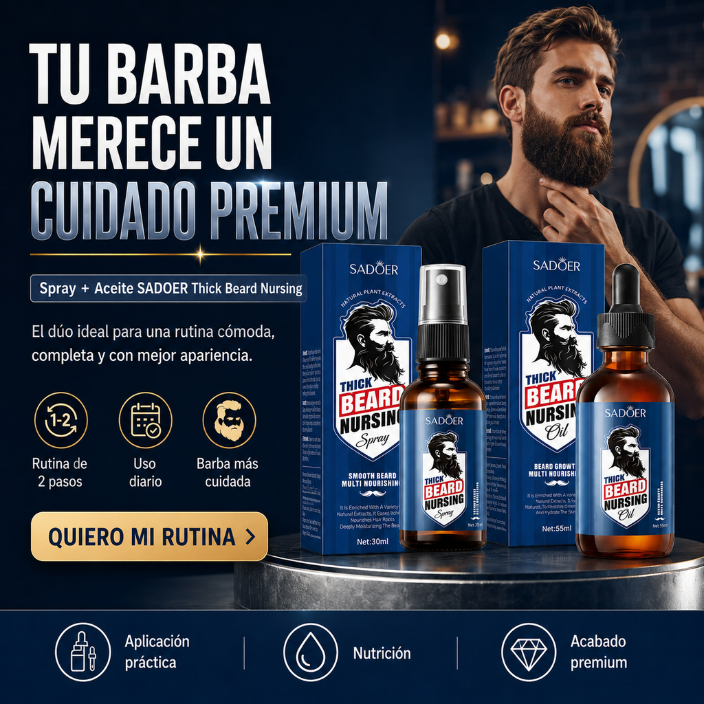 Pack Barba Pro 2 en 1 – Spray + Aceite SADOER