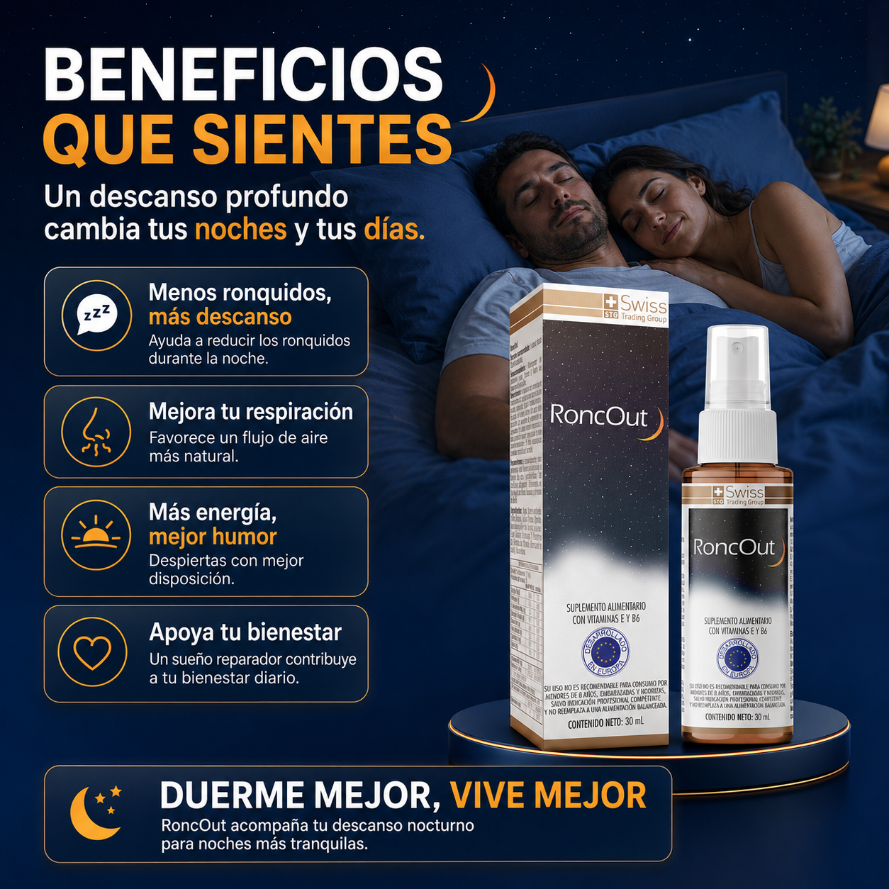 RoncOut Spray para Ronquidos - Spray 30ml | OFERTA LIMITADA