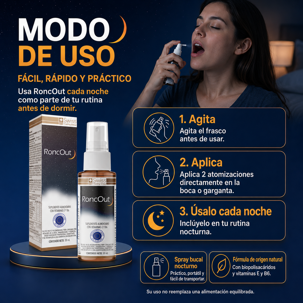 RoncOut Spray para Ronquidos - Spray 30ml | OFERTA LIMITADA
