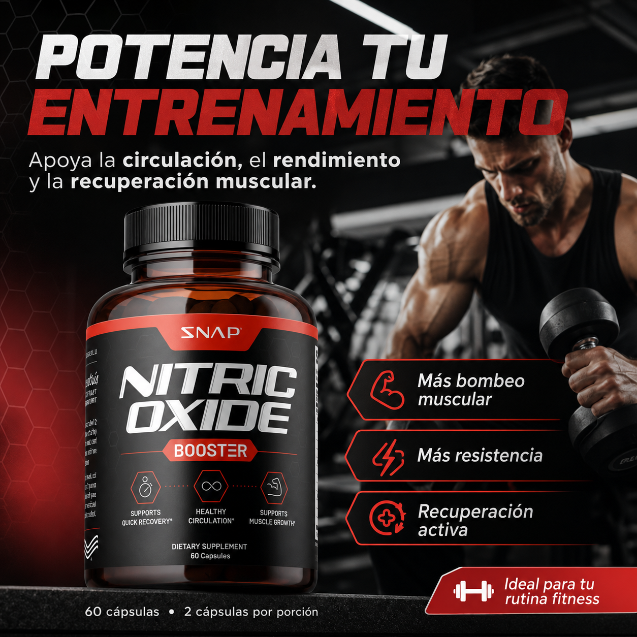 Nitric Oxide Booster 60 Cápsulas | 2x1 OFERTA ESPECIAL