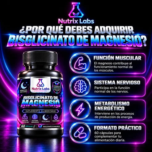 Bisglicinato de Magnesio | Nutrix Labs 60 Cápsulas