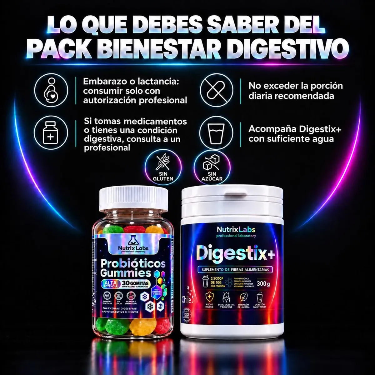 Pack Bienestar Digestivo  | Nutrix Labs  30 Gummies + Suplemento Polvo 300grs