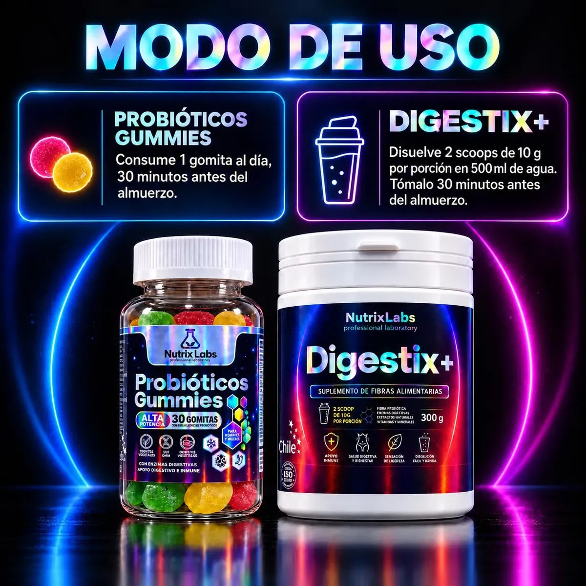 Pack Bienestar Digestivo  | Nutrix Labs  30 Gummies + Suplemento Polvo 300grs