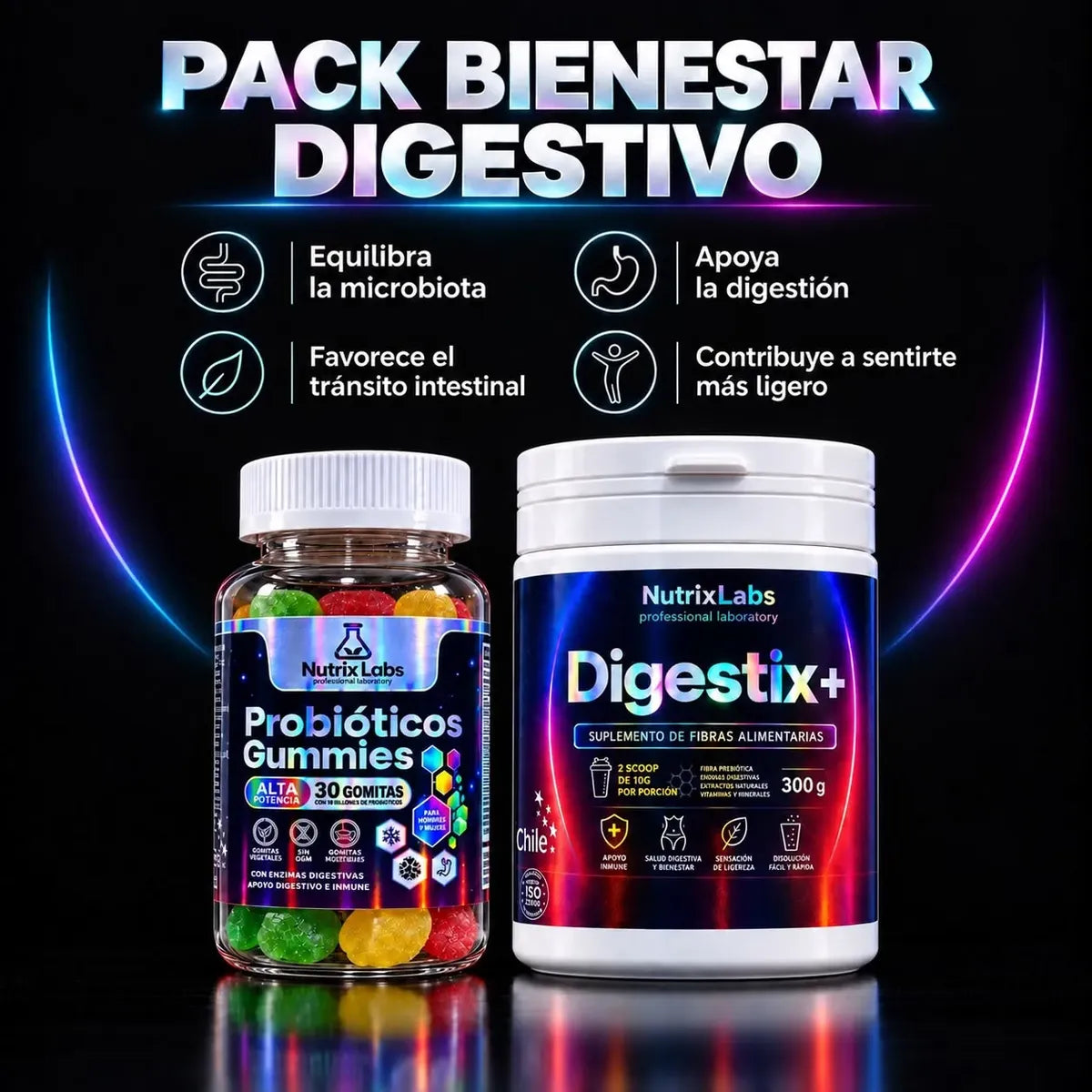 Pack Bienestar Digestivo  | Nutrix Labs  30 Gummies + Suplemento Polvo 300grs