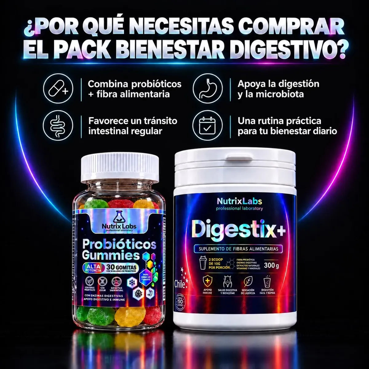 Pack Bienestar Digestivo  | Nutrix Labs  30 Gummies + Suplemento Polvo 300grs