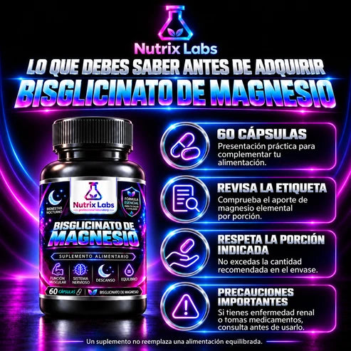 Bisglicinato de Magnesio | Nutrix Labs 60 Cápsulas