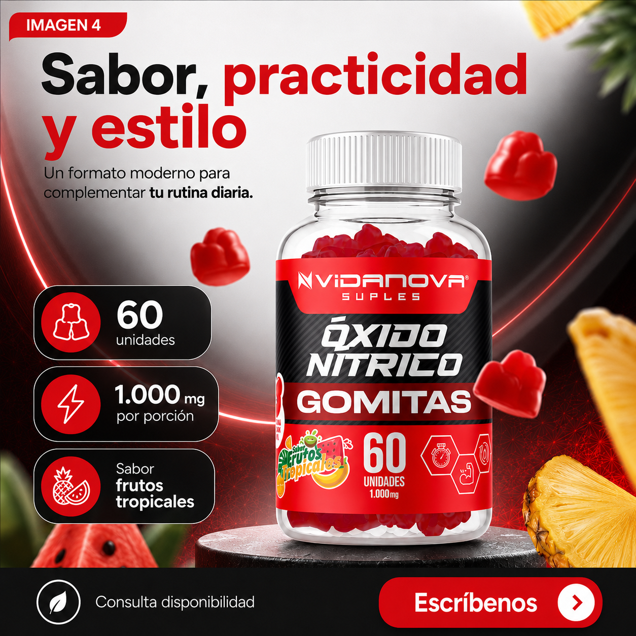 Óxido Nítrico 60 Gomitas 1000mg | OFERTA ESPECIAL